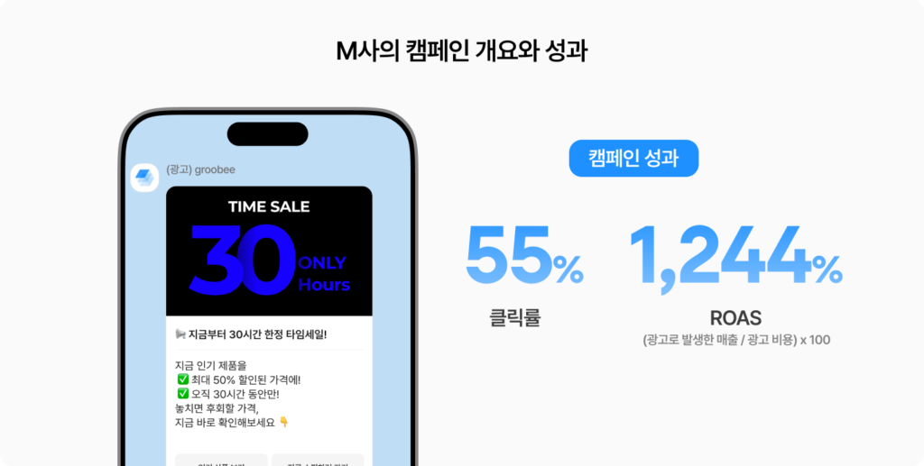 M사의 캠페인 개요와 성과 이미지
