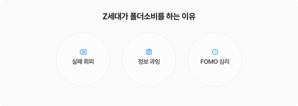 Z세대가 폴더 소비 하는 이유를 그루비가 정리해드립니다. 크게 3가지, 실패회피, 정보과잉, 포모 심리 때문입니다.