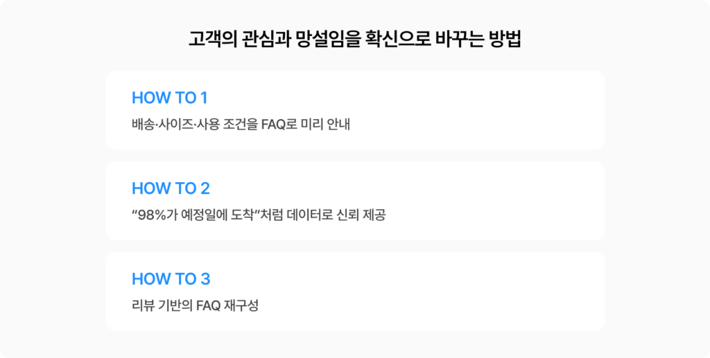 고객의 망설임을 확신으로 바꾸는 것이 26년 마케팅, 레디코어에서 가장 중요합니다. 그루비가 FAQ를 활용하는 방법을 제안합니다. 